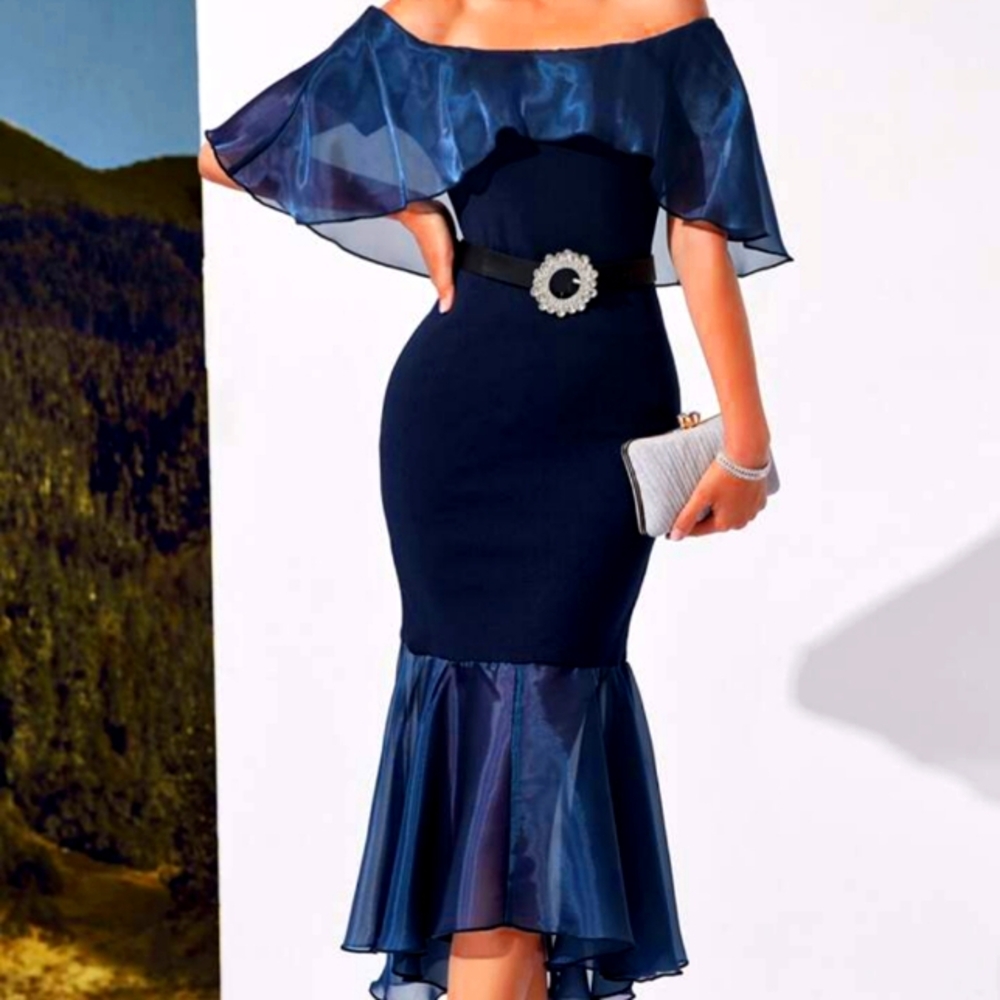 Mermaid Hem Off Shoulder Dress